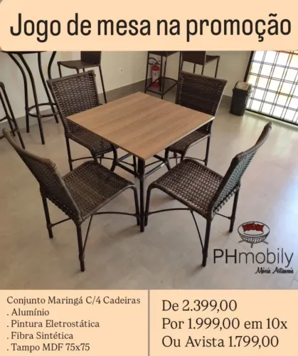 combo na promção, 4 cadeiras de alunínio com fibra sintética + mesa com tempo em MDF