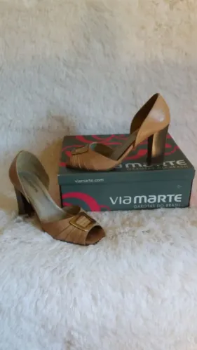 sandália peep toe salto grosso - 36