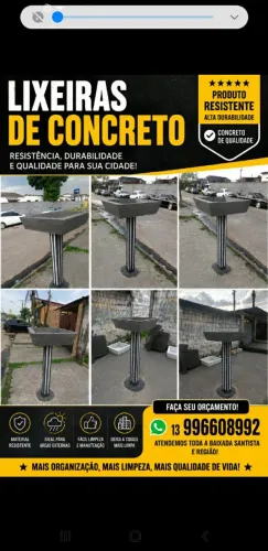 Lixeiras de concreto pre' moldada frete grátis para são vicente