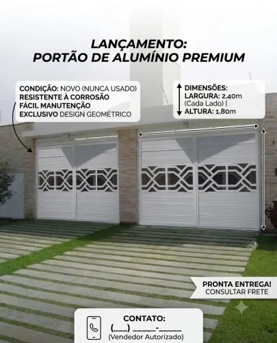 Portão de Alumínio Novo 2 folhas