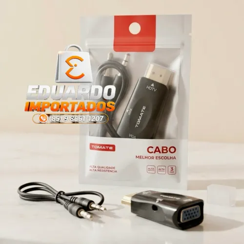 Conversor, Adaptador de vídeo HDMI para Monitor, TV, Projetor VGA com áudio P2 3.5mm