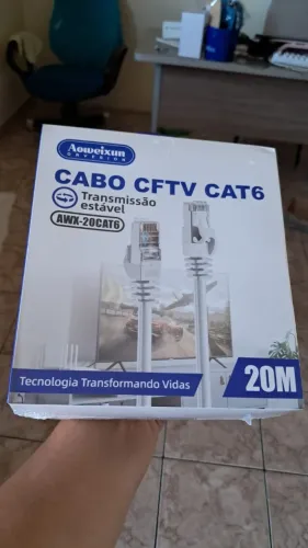 Cabo de Rede Cat 6 20 Metros Lan Rj45 Internet Crimpado