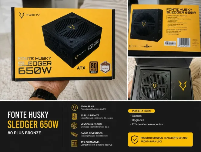 FONTE HUSKY 650W, PLUS BRONZE.