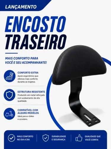 Encosto traseiro de banco de Scooter e E-bike