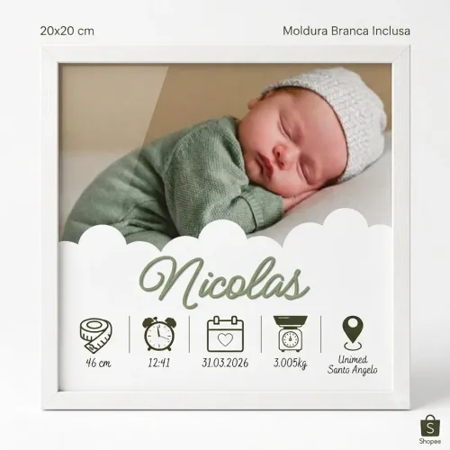 Quadro Personalizado O Nascimento Do Bebê 