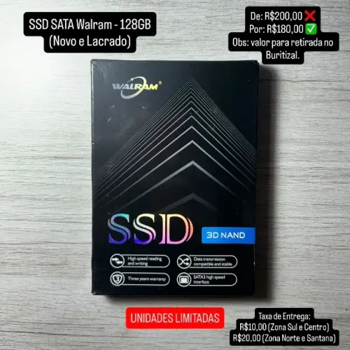 SSD 128GB Walram (Novo e Lacrado) PROMOÇÃO