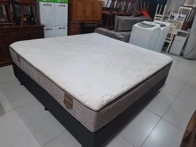 Cama box de casal tamanho super king colchão minas espuma molas ensacadas 