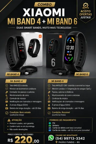 Combo Smart Band Xiaomi - Mi Band 4 + Mi Band 6