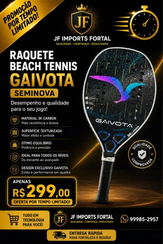 ? RAQUETE BEACH TENNIS GAIVOTA 3K CARBON - SEMINOVA