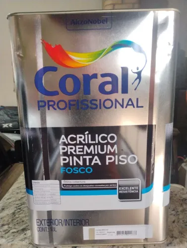 R$ 280,00 TINTA ACRÍLICO PREMIUM CORAL PINTA PISO 18 LITROS COR CONCRETO.