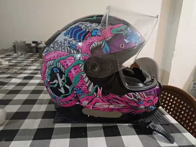 Capacete Ls2 Ff320 Warrior Dragão Rosa