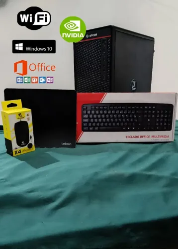 PC de Escritório Completo - Placa de Vídeo, Wi-Fi, Office + Kit Teclado Mouse e Mousepad