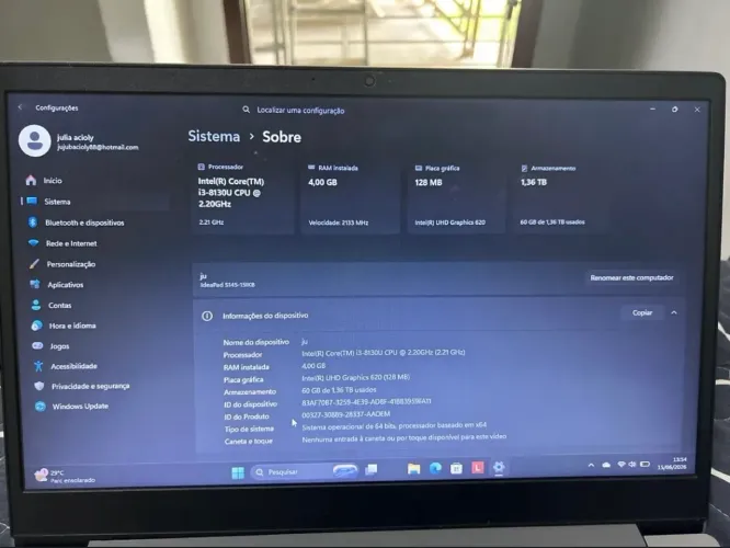Notebook Lenovo IdeaPad S145-15IKB