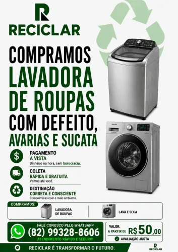 MÁQUINA DE LAVAR ROUPA  COM DEFEITO OU AVARIAS? COMPRAMOS E COLETAMOS NO SEU ENDEREÇO! 