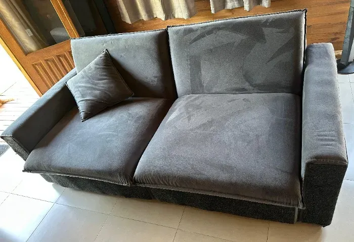 Sofá Cama Soft 2,10m Veludo Cinza