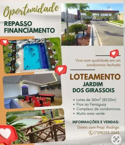 Vendo lote, jardins dos girassóis, terreno Feira de Santana