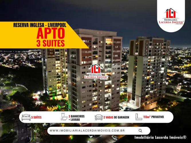 Parque Reserva Inglesa Liverpool - Apartamento 3 Suítes Mobiliado com Varanda Gourmet em M