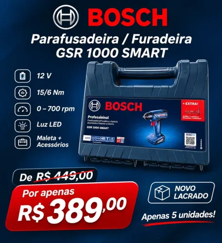 Parafusadeira Furadeira Bosch GSR 1000 Smart 12V Nova
