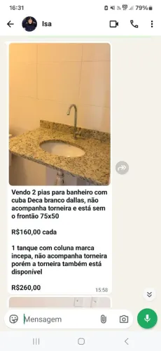 Pia para banheiro e tanque
