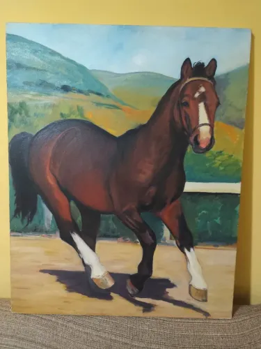 Quadro pintado à mão - cavalo - 80x65