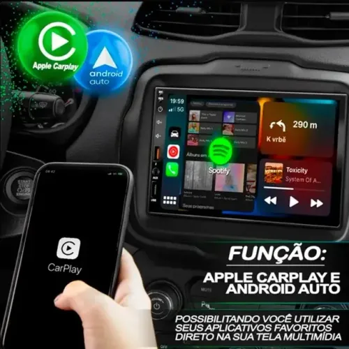 Central Multimidia 2 din 7 pol. espelhamento Carplay Android auto via bluetooth