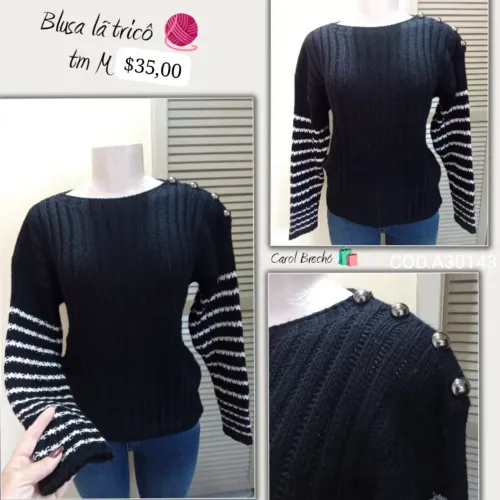 Blusa feminina lã tricô