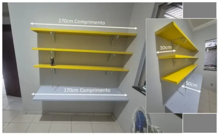 Bancada e prateleiras em chapas de aço