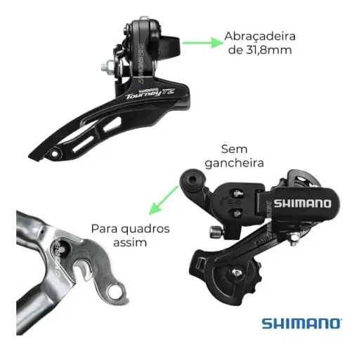 kit câmbios shimano tourney 21v dianteiro e traseiro aro 29
