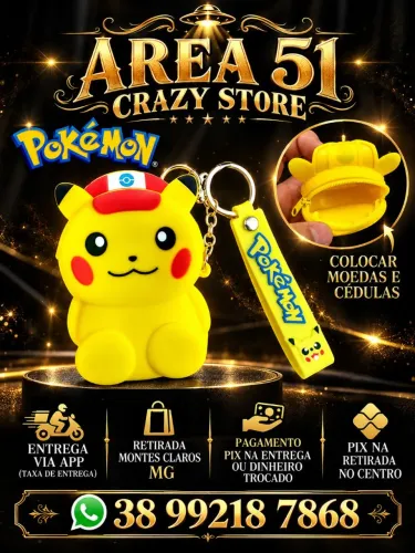 Bolsinha porta moedas silicone Pokemon