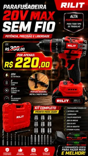 Fuzadeira parafuzadeira a bateria 