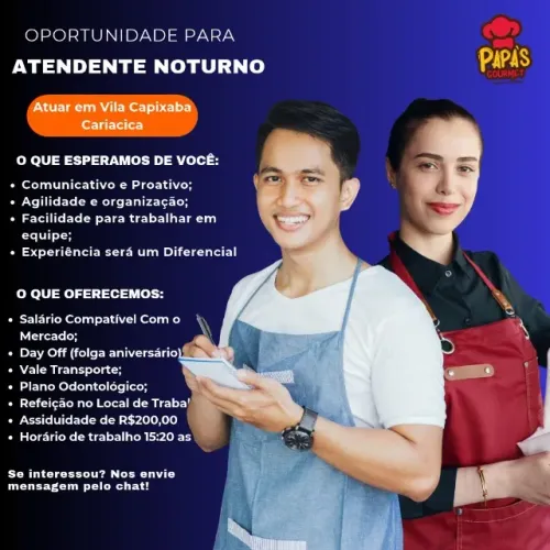 OPORTUNIDADE DE EMPREGO! ATENDENTE NOTURNO