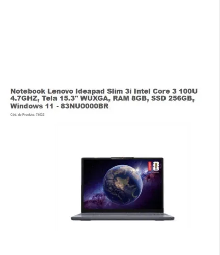 Notebook Lenovo novo garantia 12 meses