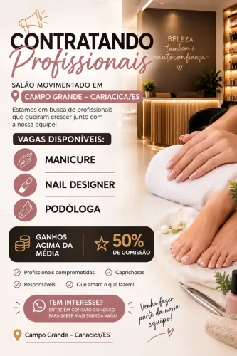 Estamos contratando manicure e nail designer