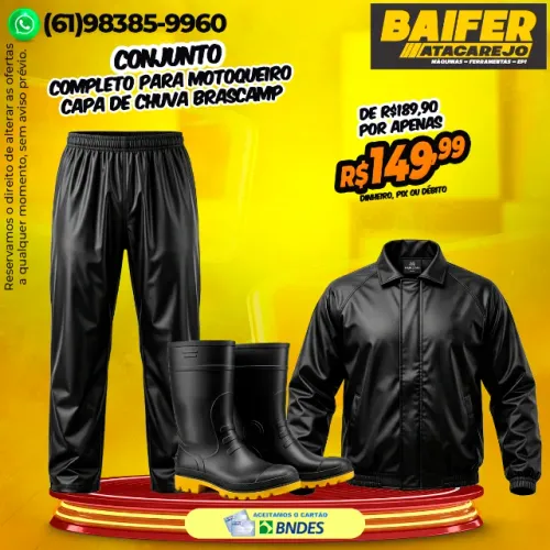 Conjunto Capa de Chuva e Bota Solada Para Motoqueiro Brascamp