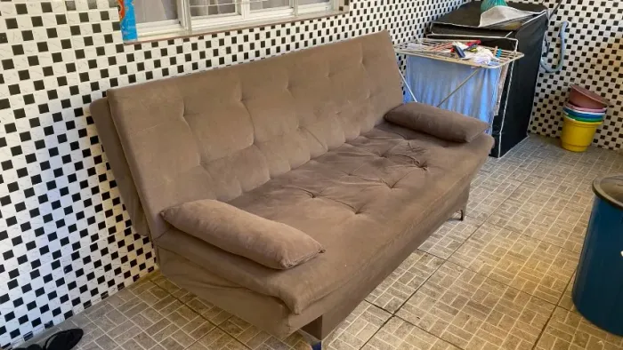Lindo Sofá Cama de 4 Lugares (Cinza Chumbo)