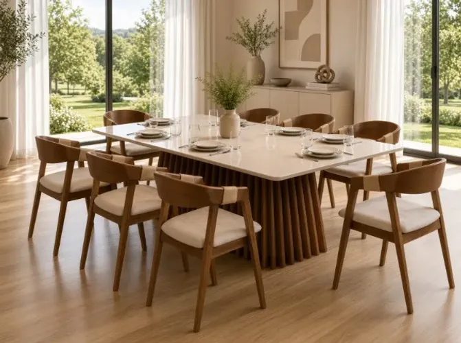 Conjunto de Mesa Simone Com 6 Cadeiras Silvana (NOVO A PRONTA ENTREGA)
