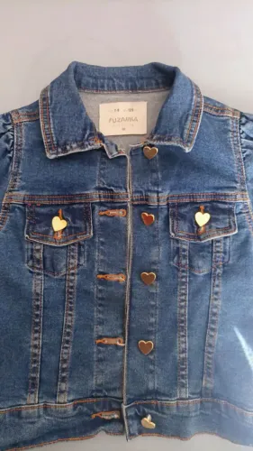 Jaqueta jeans feminina infantil Fusarka tam 7/8 anos
