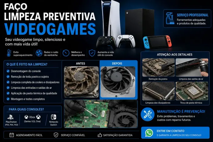 SEU VIDEO GAME ESTÁ ESQUENTANDO MUITO? FAZENDO BARULHO OU PERDENDO DESEMPENHO?