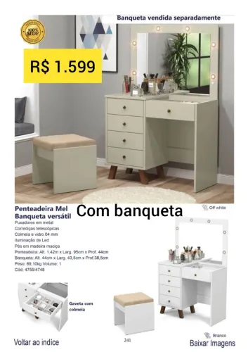 Penteadeira com banqueta 