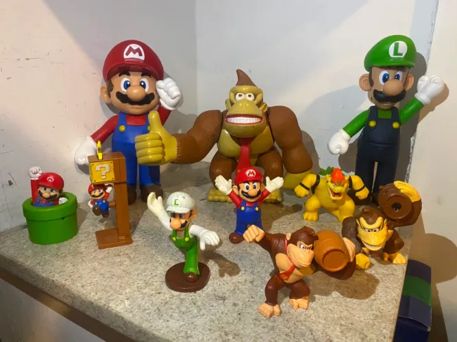 Lote Coleção Bonecos Super Mario Bros (Figuras Grandes + Brindes McDonald's