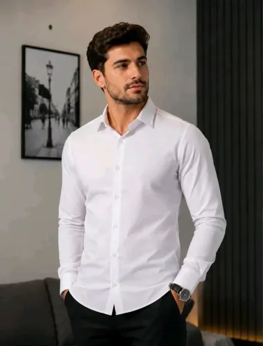 Camisa Social Masculina Manga Longa Slim Fit