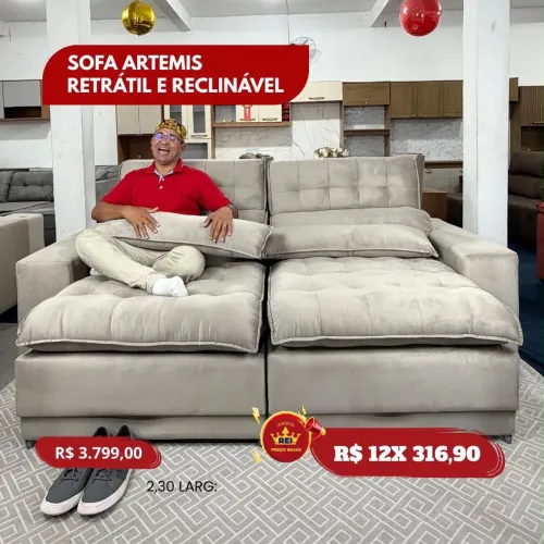 PROMOÇÃO URGENTE - Sofá Retrátil e Reclinável Artemis apenas 12x R$316,90