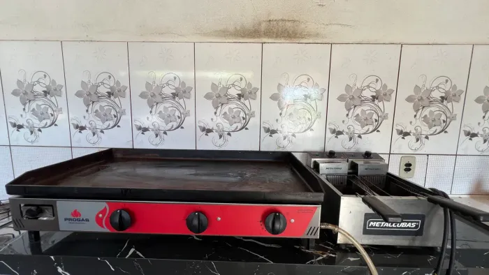Fritadeira Elétrica 2 Cubas + Chapa Profissional a Gás Prógas