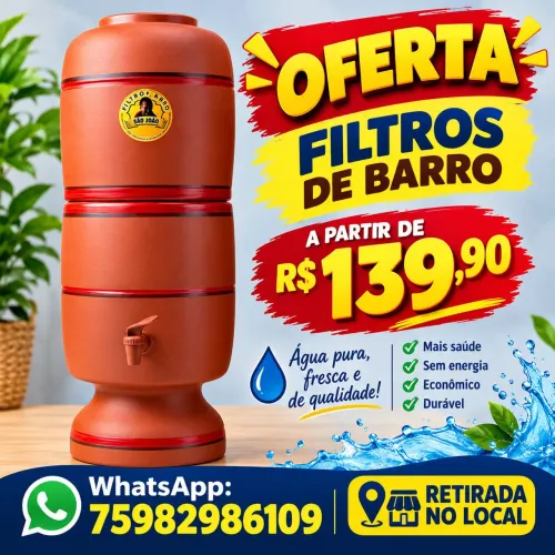 Filtros de barro com 06, 08 e 10 litros - A partir de: