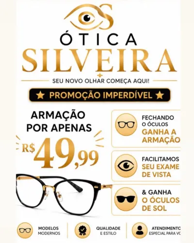 Temos 1 vaga disponível pra você trabalhar na ótica Silveira