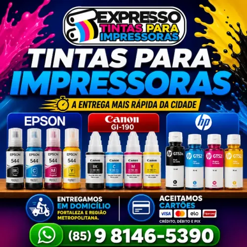 Tinta Epson Canon e HP Pronta Entrega. Fazemos Entregas E Aceitamos Cartões. Fale Conosco.