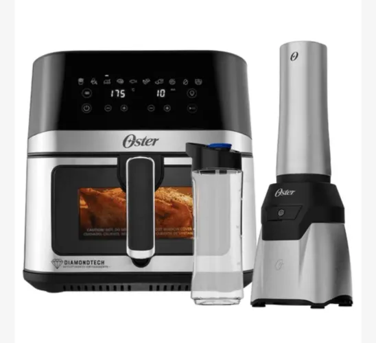 Air fryer digital DiamondTech 7,5L e Blender Power Inox 2 Jarras Oster novo na caixa 