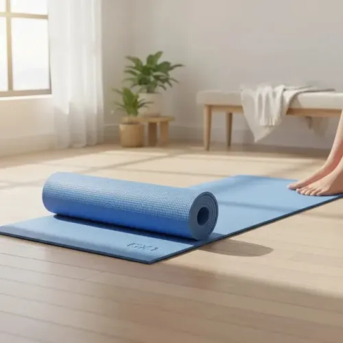 Tapete / Tatame / Esteira Azul Dupla Face Antiderrapante p/ Yoga / Pilates / Exercícios