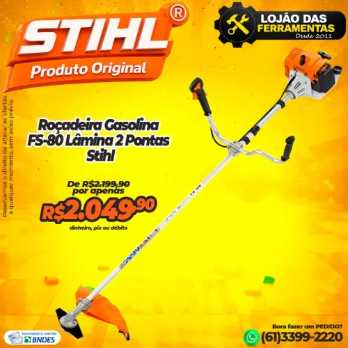 Roçadeira Gasolina FS-80 Lâmina 2 Pontas Stihl