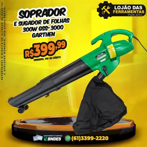 Soprador e Sugador de Folhas 300W GSS-3000 Garthen